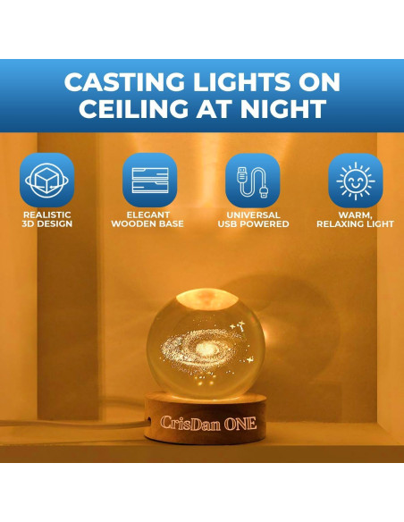 Lámpara Galáctica 3D CRISDAN Luz Nocturna Esférica USB