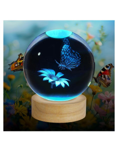 Luz Nocturna Mariposa 3D ZXBLAQ con Base de Madera LED 16 Colores