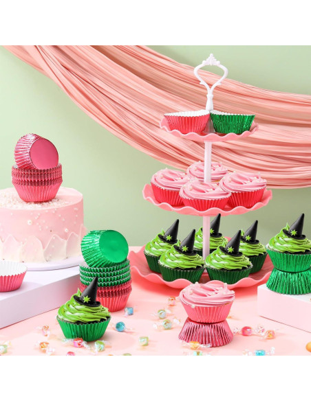 Forros de Cupcake Vesici 200 Pcs Rosa Verde 3x7 cm