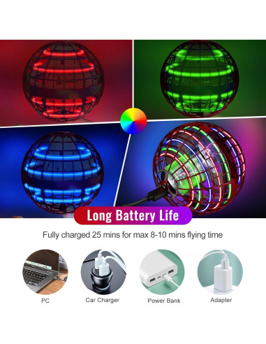 Bola Voladora Chefic AC04 Roja, Juguete Interactivo LED