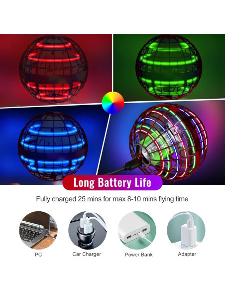 Bola Voladora Chefic AC04 Roja, Juguete Interactivo LED