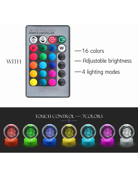 Lámpara de Mesa 3D Masshomi Bola de Cristal 8CM RGB Control Remoto Lámpara de Mesa 3D Masshomi Bola de Cristal 8CM RGB Control Remoto