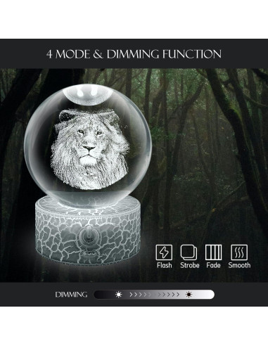 Lámpara de Mesa 3D Masshomi Bola de Cristal 8CM RGB Control Remoto