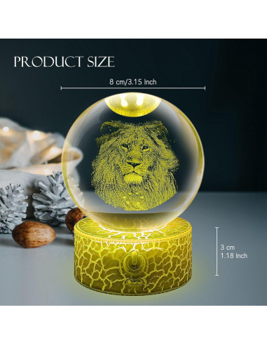 Lámpara de Mesa 3D Masshomi Bola de Cristal 8CM RGB Control Remoto