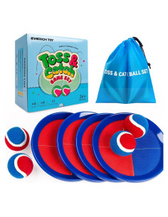 Juego de Lanzar y Atrapar EVERICH 4 Palas y 4 Pelotas