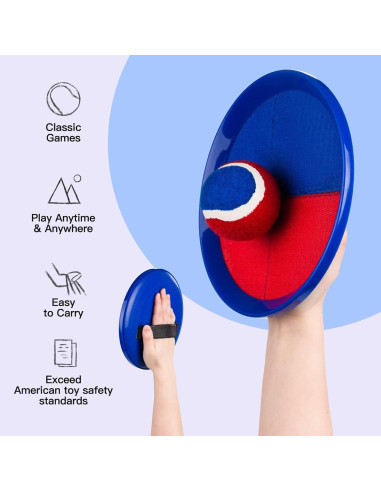 Juego de Lanzar y Atrapar EVERICH 4 Palas y 4 Pelotas