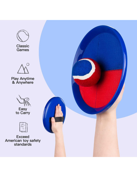 Juego de Lanzar y Atrapar EVERICH 4 Palas y 4 Pelotas