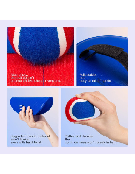 Juego de Lanzar y Atrapar EVERICH 4 Palas y 4 Pelotas