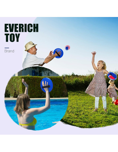 Juego de Lanzar y Atrapar EVERICH 4 Palas y 4 Pelotas