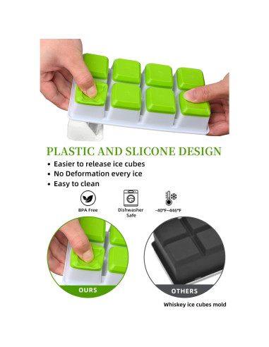 Bandeja de Hielo Cuadrada Aibirui con Tapa y Contenedor - 2 Piezas