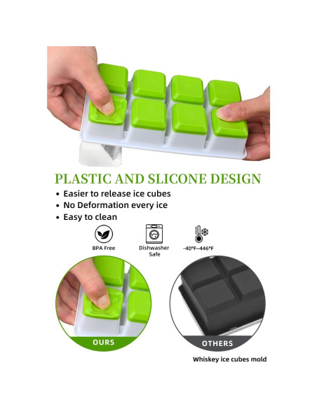 Bandeja de Hielo Cuadrada Aibirui con Tapa y Contenedor - 2 Piezas