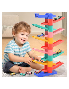 Juguete de Rampa de Coches NIPLOOOW con 12 Mini Coches