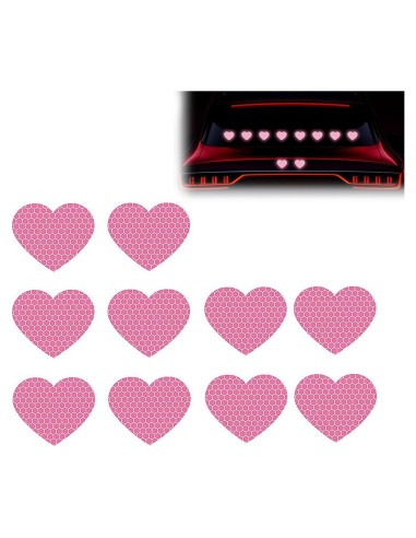 Calcomanías Reflectantes Corazón Rosa Zeathery - 10 Piezas