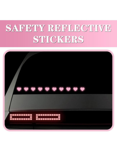 Calcomanías Reflectantes Corazón Rosa Zeathery - 10 Piezas