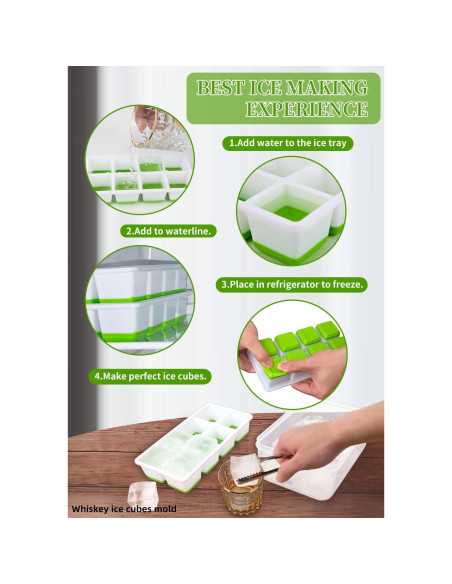 Bandeja de Hielo Cuadrada Aibirui con Tapa y Contenedor - 2 Piezas