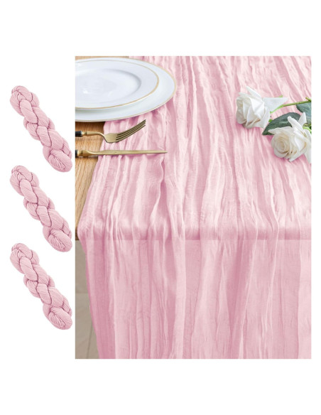 Camino de Mesa Cheesecloth 3 Piezas Rosa Sonrojado 365.76cm