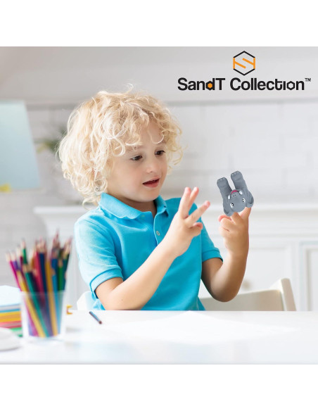 Juego de Títeres de Dedo Animales Selva SandT Set 4 Elefantes