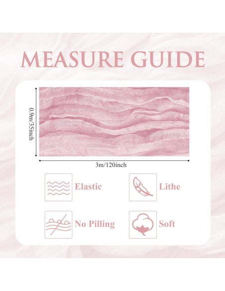 Camino de Mesa Cheesecloth 3 Piezas Rosa Sonrojado 365.76cm