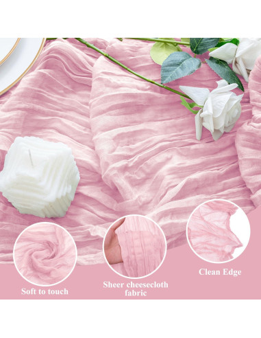 Camino de Mesa Cheesecloth 3 Piezas Rosa Sonrojado 365.76cm