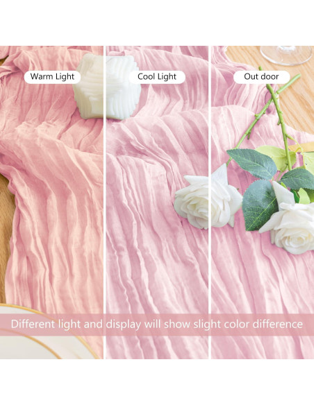 Camino de Mesa Cheesecloth 3 Piezas Rosa Sonrojado 365.76cm