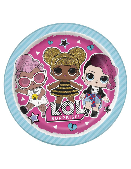 Platos de Papel Únicos LOL Surprise 23 cm Pack de 8