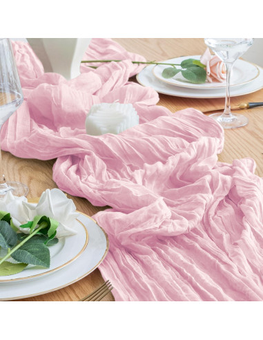 Camino de Mesa Cheesecloth 3 Piezas Rosa Sonrojado 365.76cm