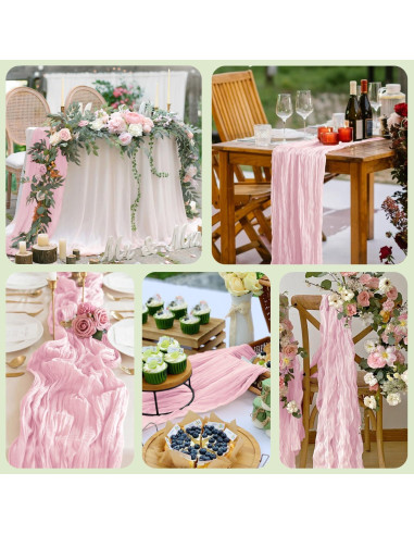 Camino de Mesa Cheesecloth 3 Piezas Rosa Sonrojado 365.76cm