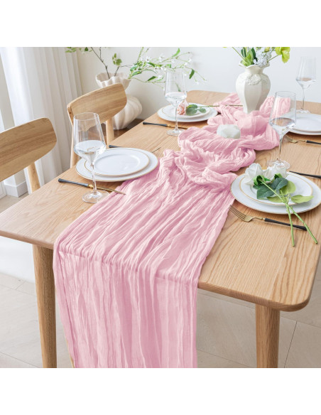 Camino de Mesa Cheesecloth 3 Piezas Rosa Sonrojado 365.76cm