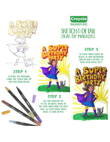 Marcadores Doble Punta Crayola Sketch & Detail 16 Colores