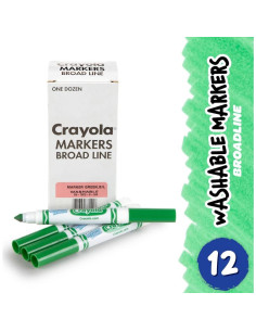 Marcadores Lavables Crayola 12 Verde Ancho para Niños 2