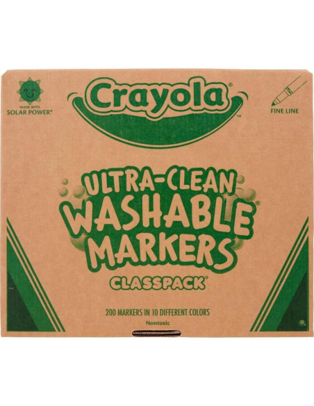 Marcadores Lavables Crayola Classpack 200 Piezas 10 Colores