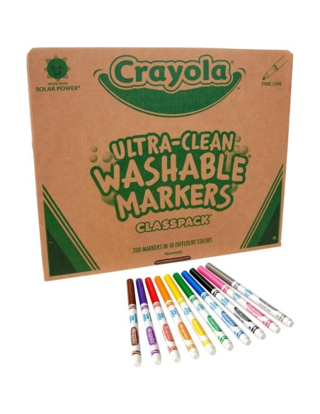 Marcadores Lavables Crayola Classpack 200 Piezas 10 Colores
