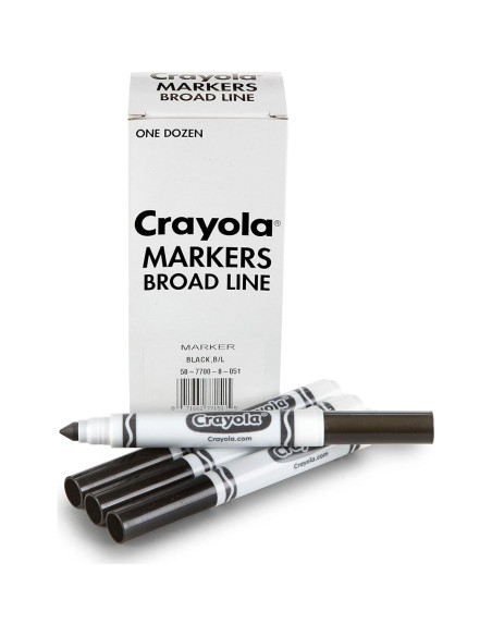 Marcadores Crayola Línea Ancha Negros 12 Piezas No Tóxicos Marcadores Crayola Línea Ancha Negros 12 Piezas No Tóxicos