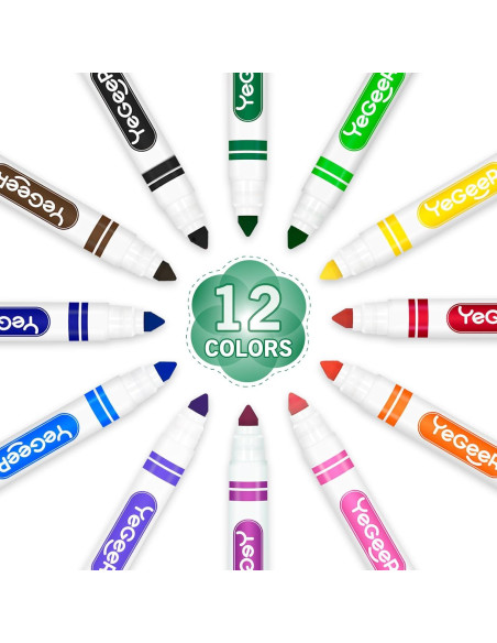 Paquete de 480 Marcadores Lavables YEGEER 12 Colores