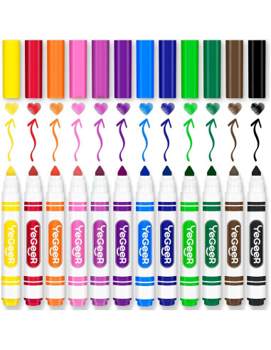 Paquete de 480 Marcadores Lavables YEGEER 12 Colores