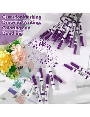 Marcadores Lavables Janlaugh 36 Pcs Punta Cónica Morados