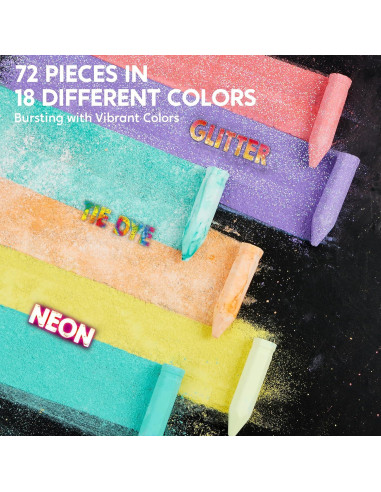 Juego de Tizas Lavables JOYIN 72 Piezas 18 Colores