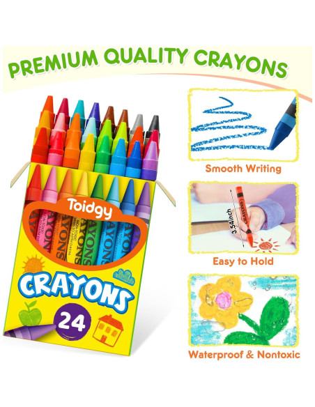 Crayones a Granel Toidgy 24 Colores No Tóxicos para Niños