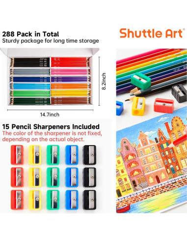 Lápices de Colores Shuttle Art 288 Piezas Multicolor