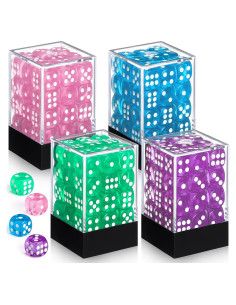 144 Dados de 12mm Foilswirl en 4 Colores con Caja