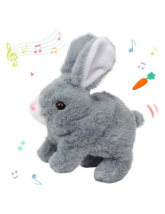 Conejo Saltarín Electrónico Hopearl Gris 18 cm Interactivo