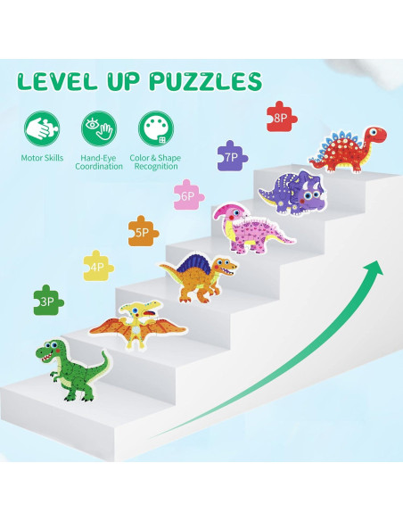 Rompecabezas de Madera Dinosaurios FLYINGSEEDS 6 Piezas