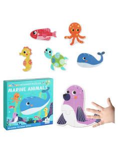 Rompecabezas de Madera FLYINGSEEDS Animales Marinos 6 Piezas