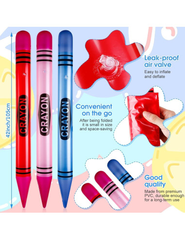 Raiten 3 Crayones Inflables Jumbo 104.9 cm Decoración Fiesta