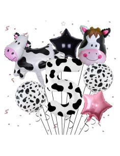 Juego de 7 Globos de Vaca de Foil Finrray para Fiesta