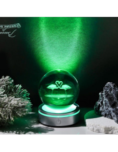 Bola de Cristal 3D Flamenco Movdyka con Base LED Colorida 2