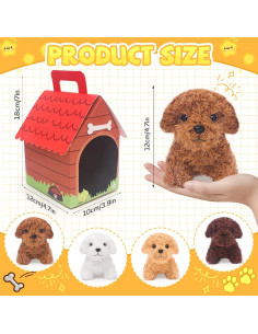 12 Mini Perros de Peluche HAPGFS con Llaveros y Casa 2