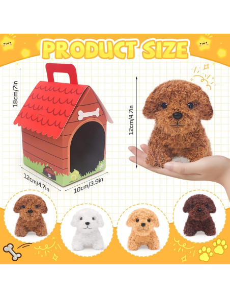 12 Mini Perros de Peluche HAPGFS con Llaveros y Casa