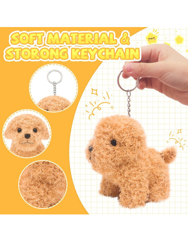 12 Mini Perros de Peluche HAPGFS con Llaveros y Casa
