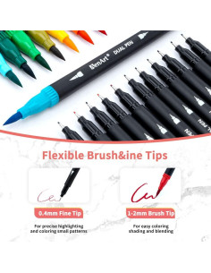 Marcadores Doble Pincel Aen Art 24 Colores Punta Fina 0.4mm 2